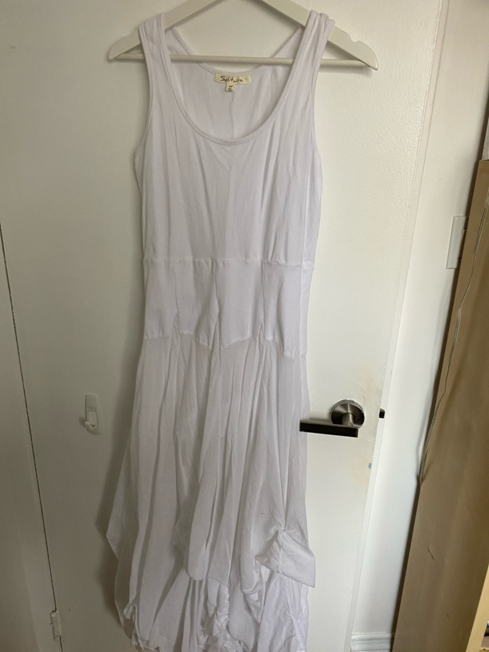 Solitaire White Tiered Scoop-Neck Maxi Dress